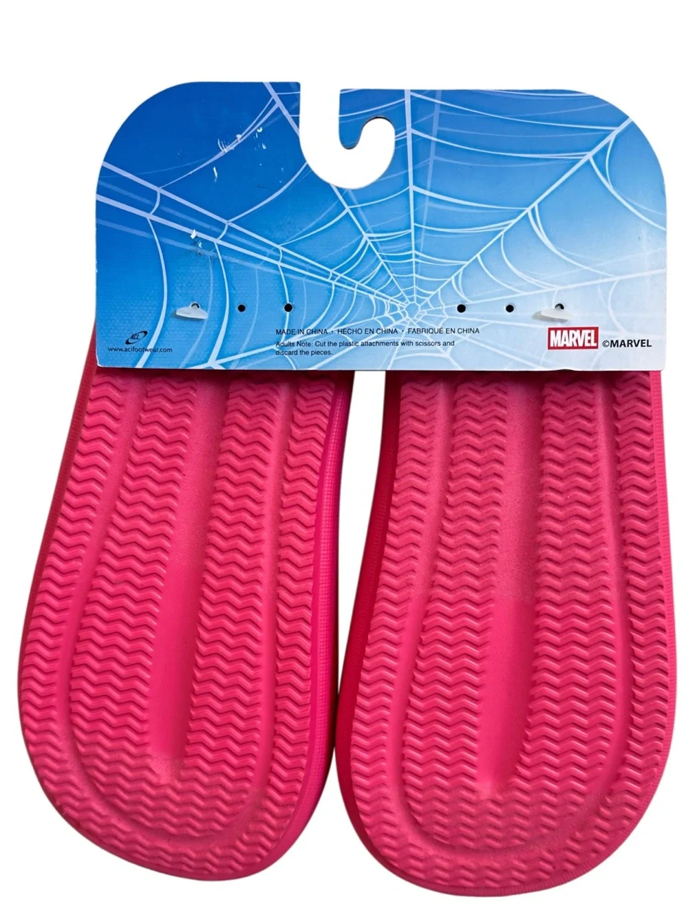 Marvel Spider-Man Kids Plush Slippers in Bright Pink